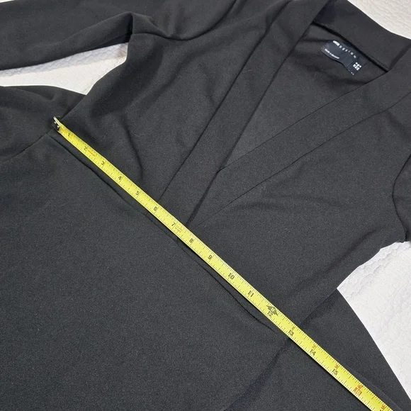 ASOS DESIGN Black Long Sleeve V Neck Mini Dress with Tie Belt in - Picture 10 of 12